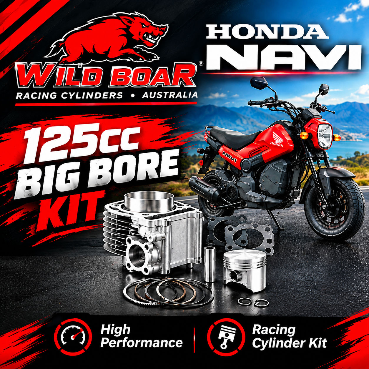 Honda Navi Big Bore Piston Cylinder Kit